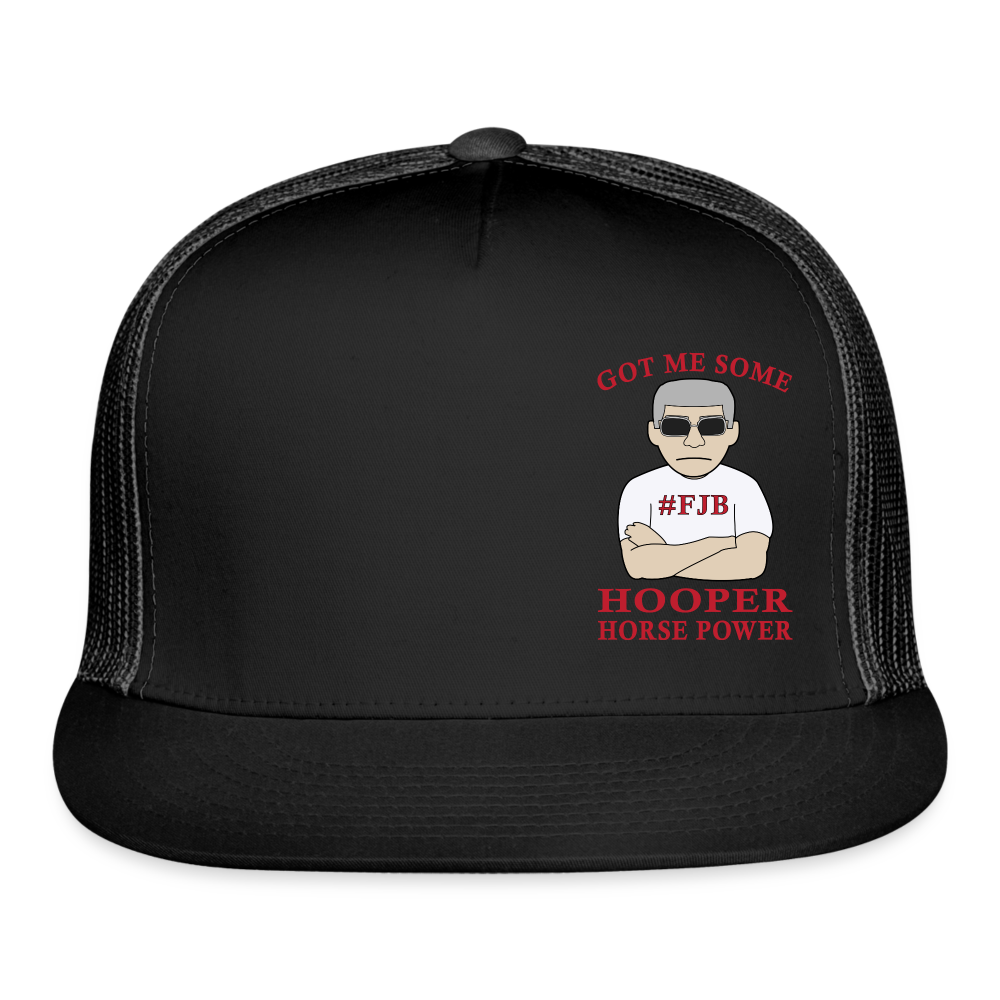Hooper Horsepower Offset Trucker Cap - black/black