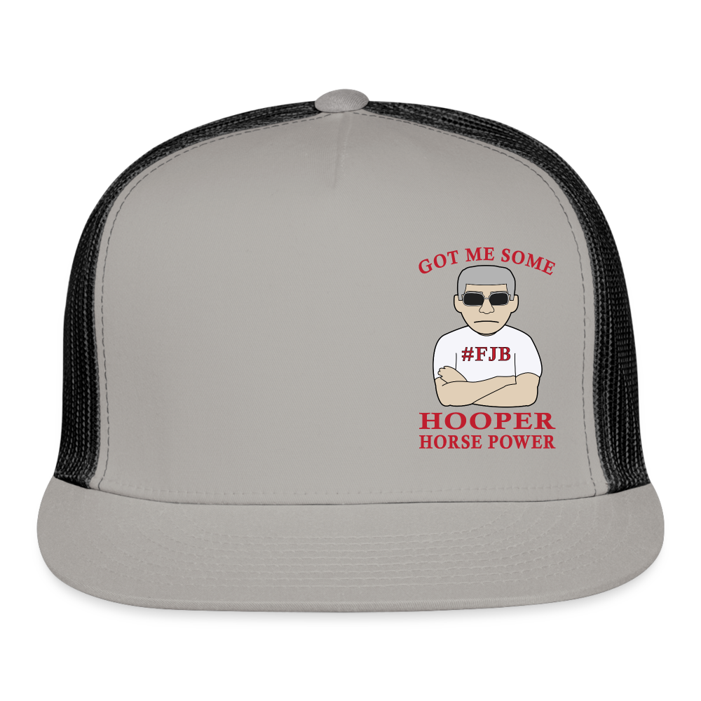 Hooper Horsepower Offset Trucker Cap - gray/black