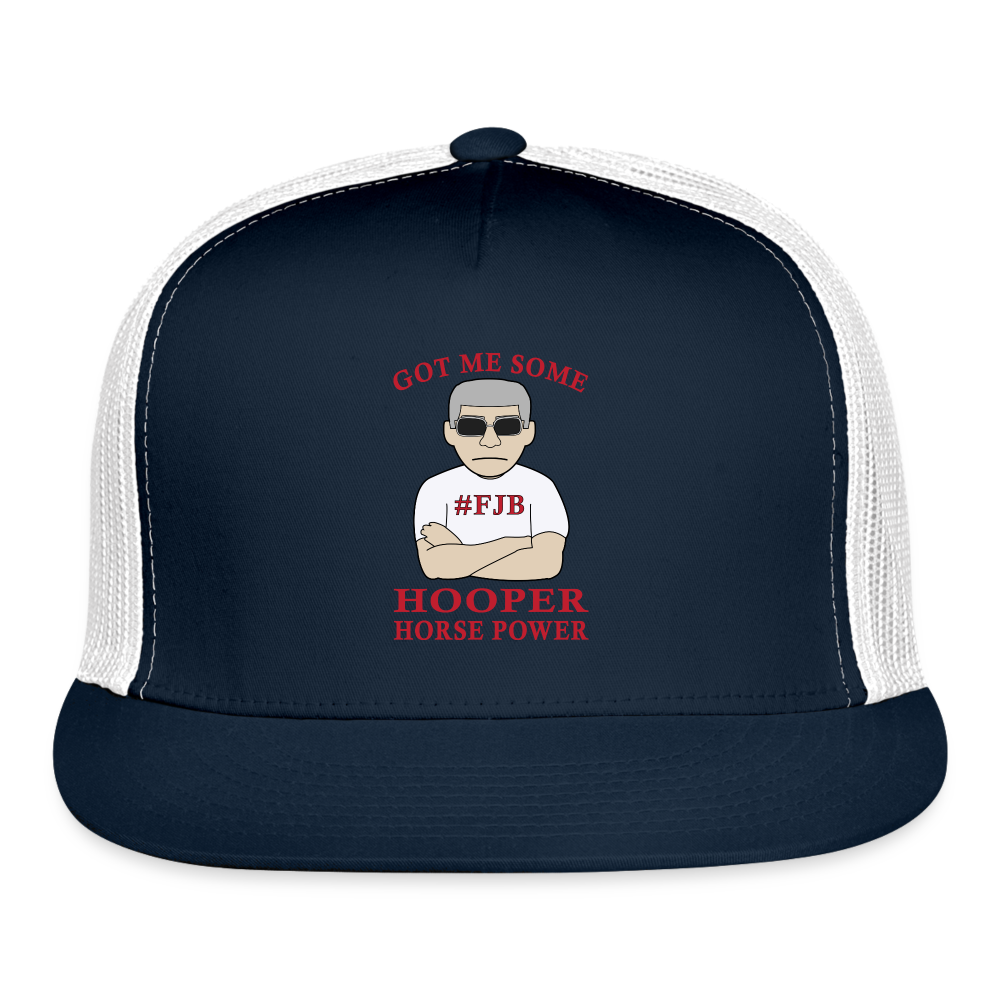 Hooper Horsepower Centered Trucker Cap - navy/white