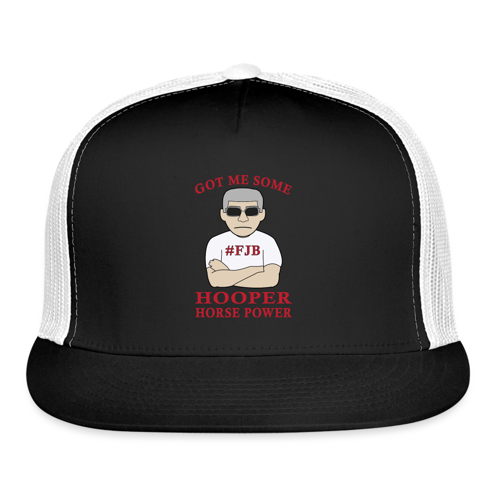 Hooper Horsepower Centered Trucker Cap - black/white