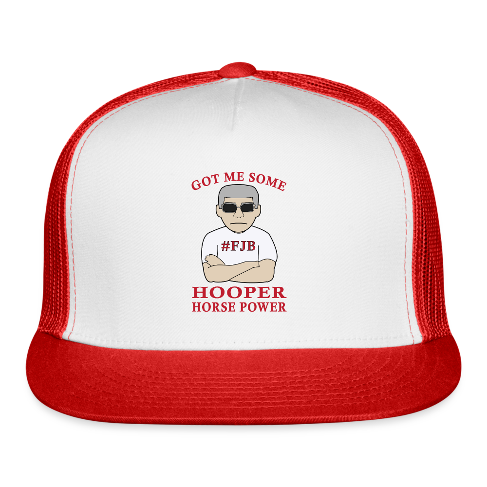 Hooper Horsepower Centered Trucker Cap - white/red