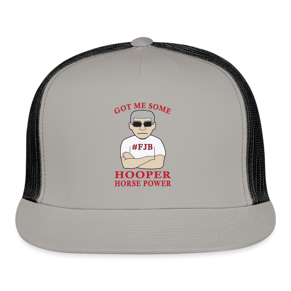 Hooper Horsepower Centered Trucker Cap - gray/black