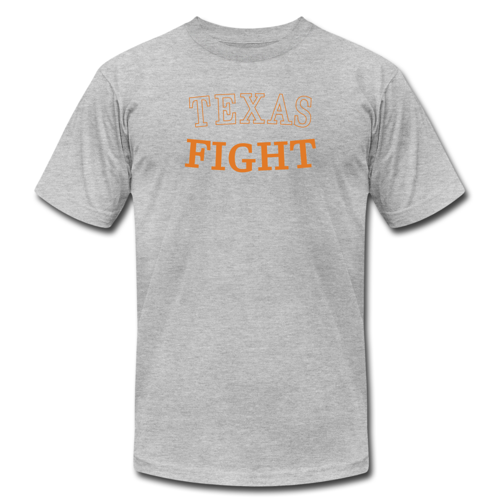 Texas Fight Front OU SUCKS Rear Shirt Unisex Jersey T-Shirt by Bella + Canvas - heather gray