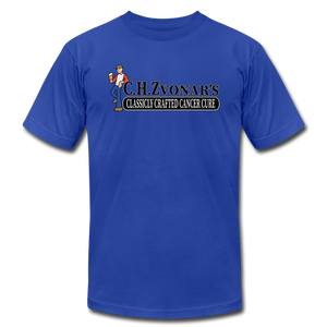 Zvonar's Crafted Cure Unisex Jersey T-Shirt by Bella + Canvas - royal blue