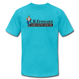 Zvonar's Crafted Cure Unisex Jersey T-Shirt by Bella + Canvas - turquoise