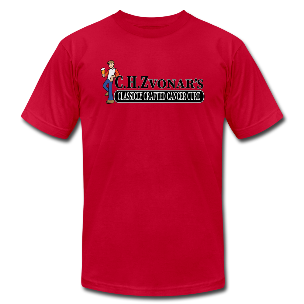 Zvonar's Crafted Cure Unisex Jersey T-Shirt by Bella + Canvas - red