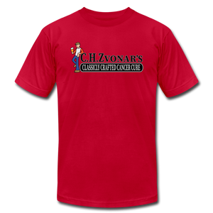 Zvonar's Crafted Cure Unisex Jersey T-Shirt by Bella + Canvas - red